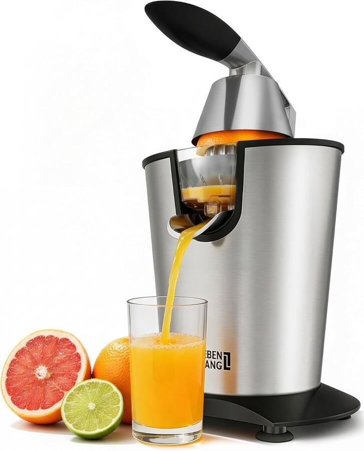 Elektrische citruspers Sapcentrifuge Vers sap maken Krachtige 600W motor 400ml reservoir Zilverkleurig