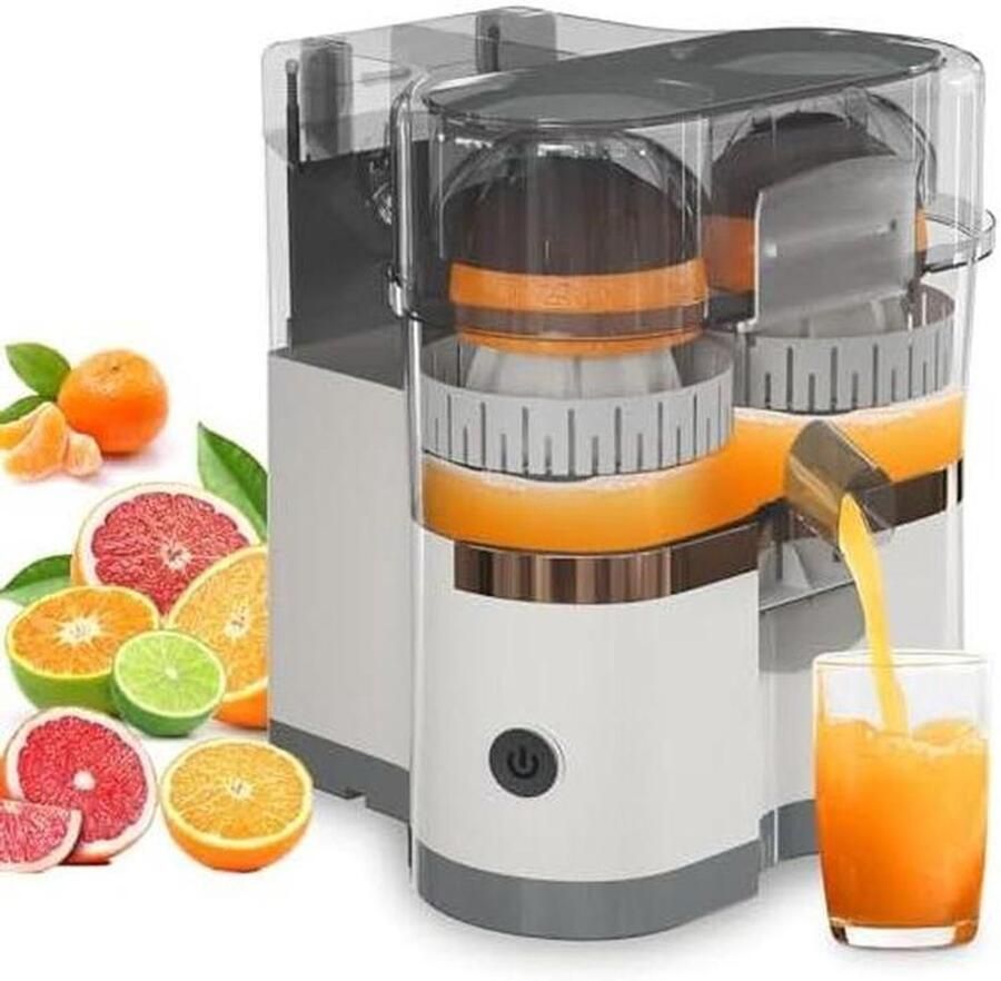 Elektrische Citruspers Sapcentrifuge Vruchtenpers Vers Sap Maken Dubbele Kop Ontwerp 100W Zilver