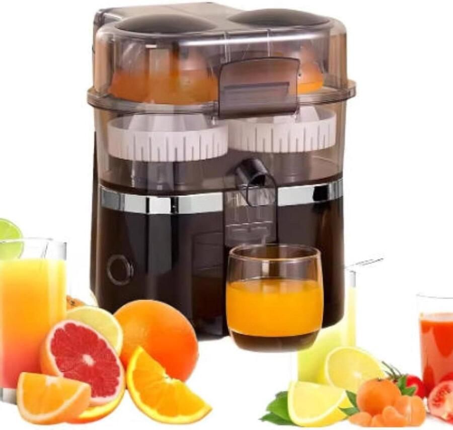 Elektrische Citruspers Sinaasappel Citroenpers Vers Sap Maken Dubbele Kop Ontwerp 400 ml Zwart
