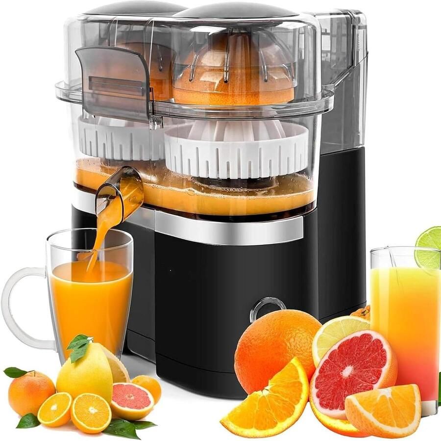 Elektrische Citruspers Sinaasappelpers Citroenpers Vers Sap Maken Bladloos Veilig Ontwerp 400 ml Zilver