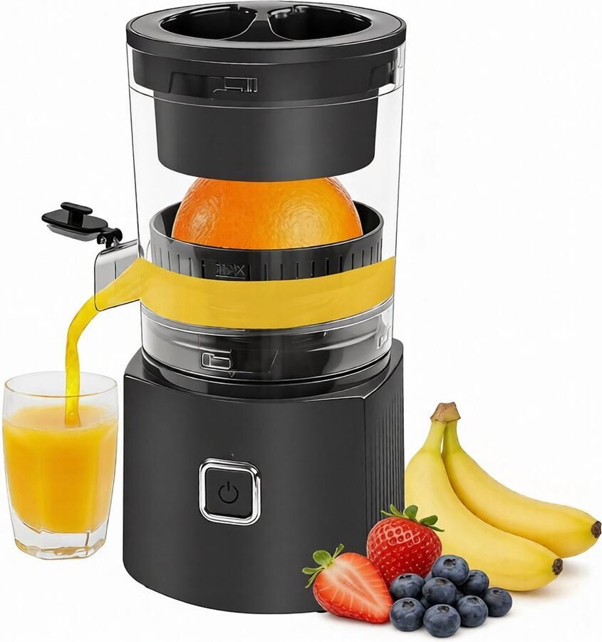 Presse-agrumes électrique – Silencieux et compact – Avec couvercle système anti-goutte rotation automatique et rangement du cordon – Pour orange Citroen citron vert