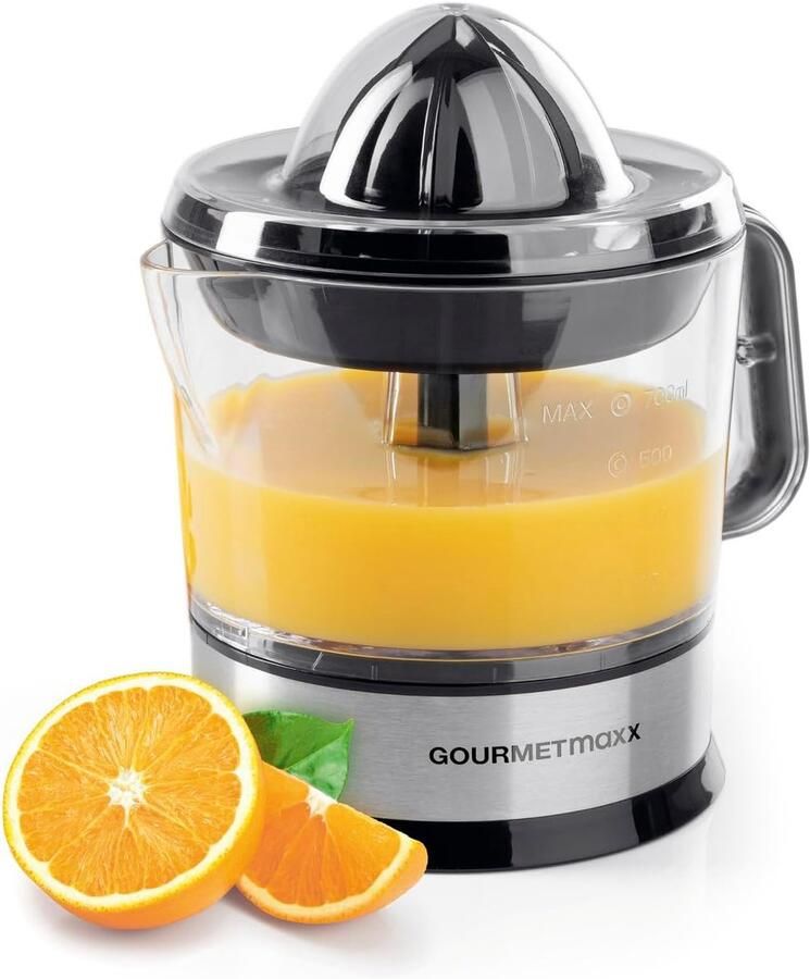 Elektrische Citruspers Sinaasappelpers Sapmaker Vers Sap Maken Dubbele Rotatie 700 ml Reservoir Transparant Zilver