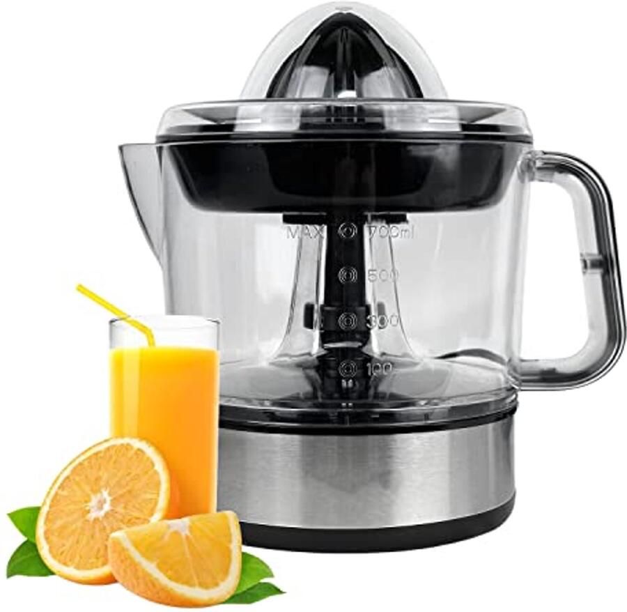 Elektrische citruspers van roestvrij staal met 700 ml capaciteit en dubbele draairichting voor optimale sapprestaties