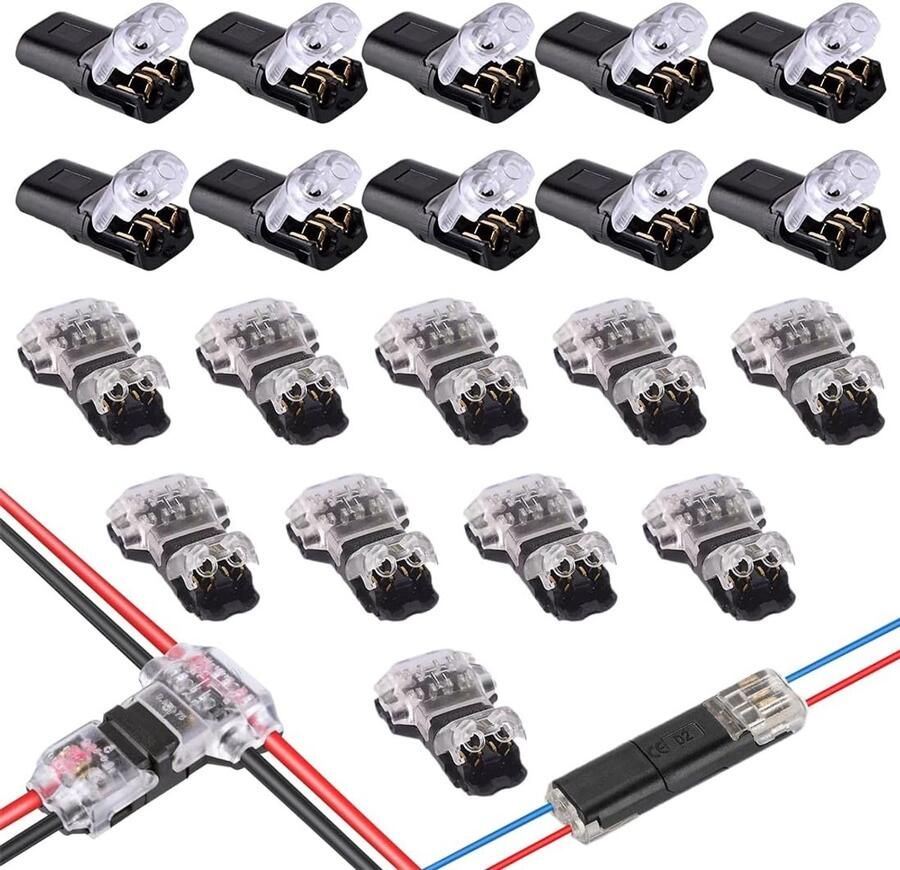 Elektrische connectoren T&H 2-polig elektrische snelverbinders voor kabel 18-22 AWG zonder solderen elektrische klemmen voor auto led-tuin eenvoudig te installeren