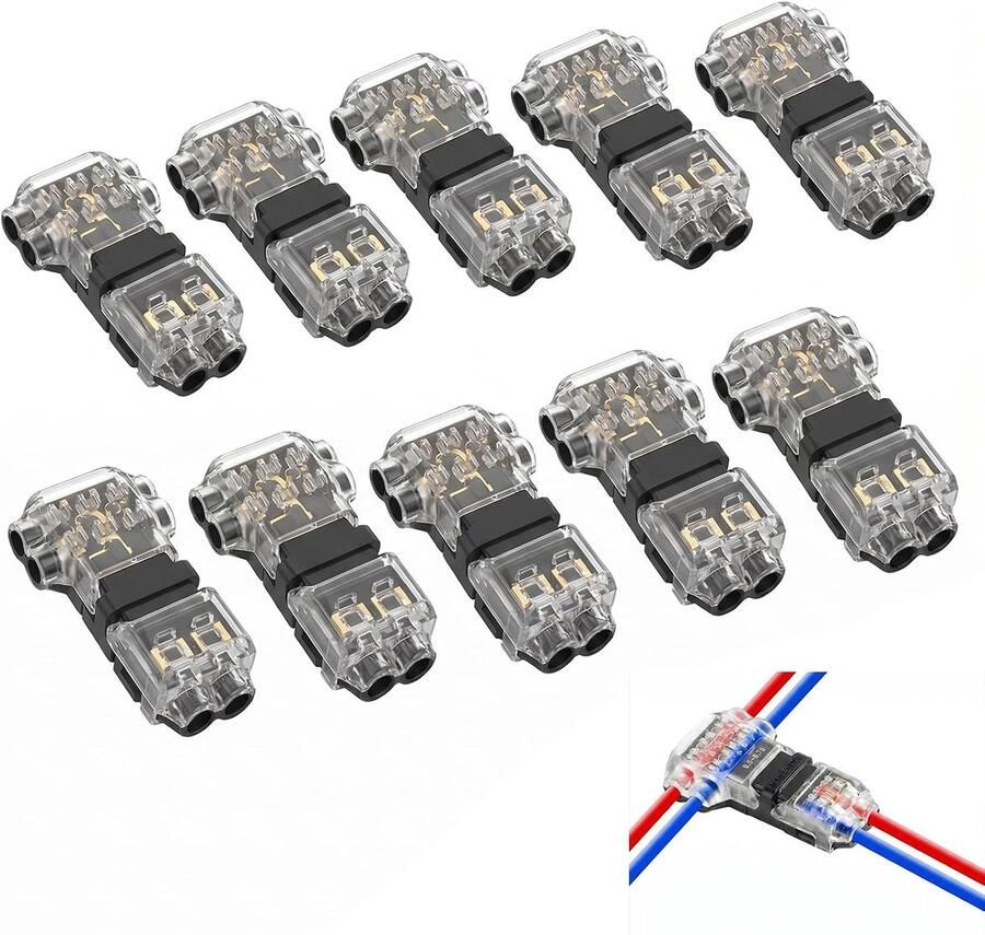 Elektrische connectoren T2 snelle elektrische connector 2-polig soldeervrije pinnen voor kabel 20 22 AWG waterdichte snelconnector voor auto audio video ledverlichting