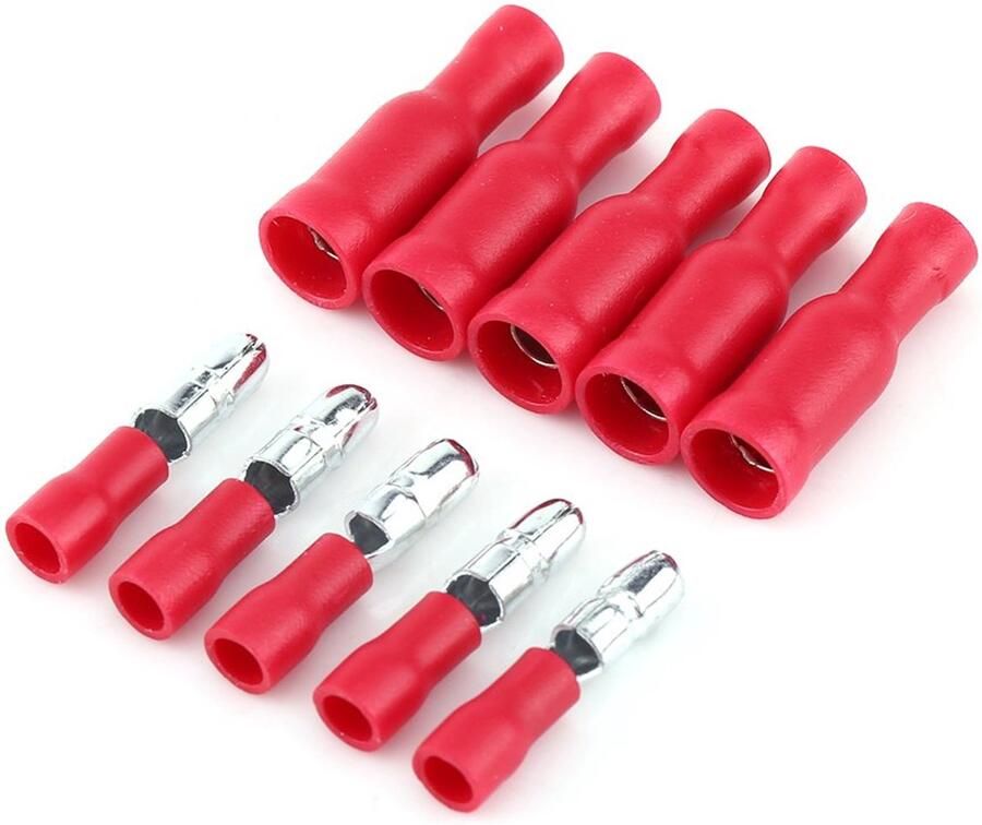 Elektrische connectoren vrouwelijke en mannelijke geïsoleerde elektrische connector Crimp Bullet Terminal voor 0 5 tot 1 5 mm² (rood)