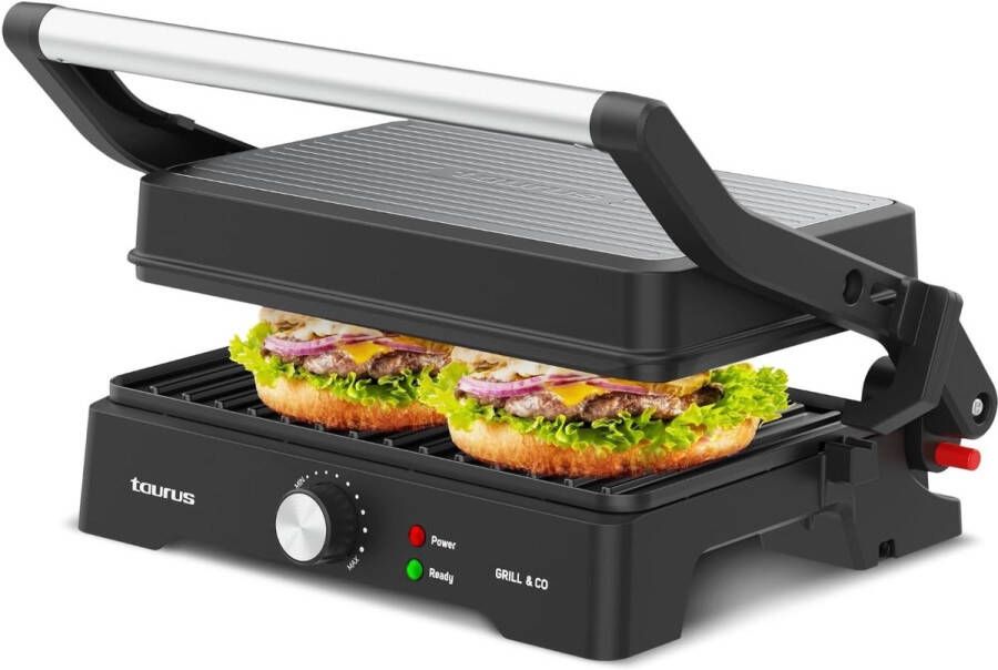 Elektrische Contactgrill 1500W met Antiaanbakplaten 180° Openklapbaar & Instelbare Thermostaat