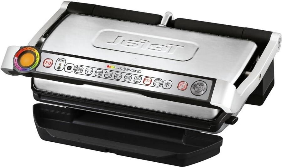 Elektrische Contactgrill Grillplaat Bakplaat Perfect Grillen Automatische Kooksensor XL Grilloppervlak Zwart Zilver