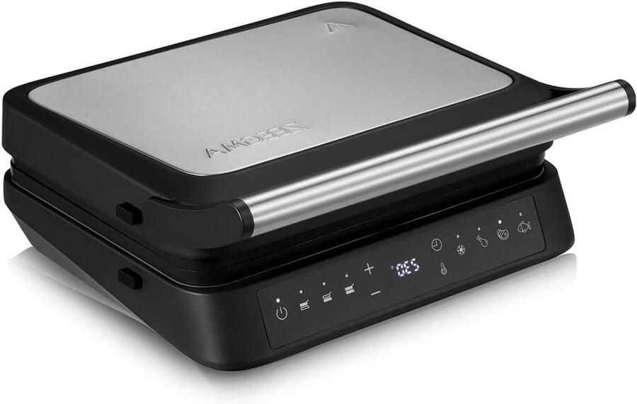 Elektrische Contactgrill Keuken Grill Lekker Grillen Dubbele Grillzones 30x23 cm Zwart