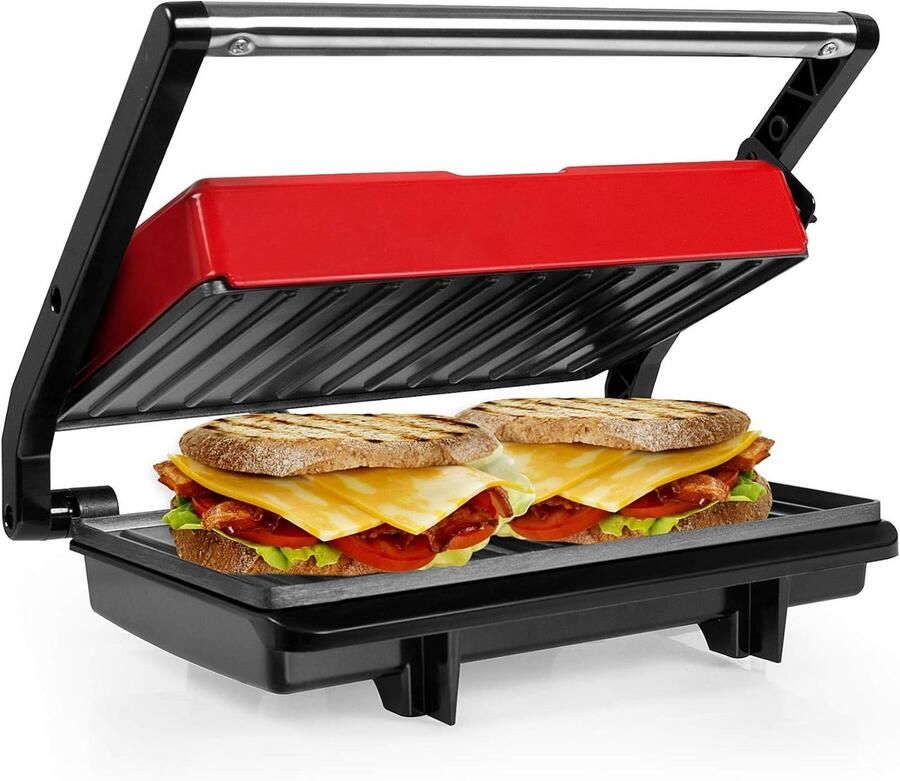 Elektrische Contactgrill met Drukfunctie voor Panini's en Sandwiches