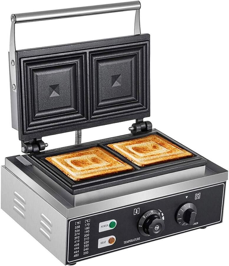 Elektrische Contactgrill Panini Maker Snelle Maaltijden Verstelbare Temperatuur 38.5 cm Zilver
