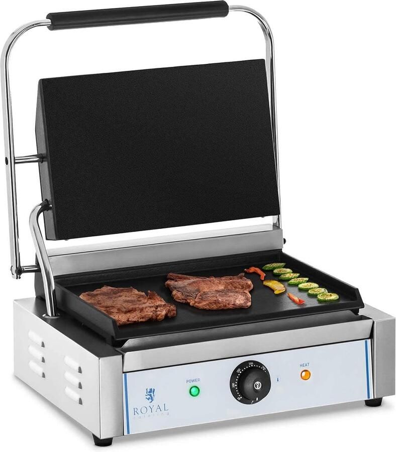 Elektrische Contactgrill Professionele Grill Snelle Bereiding Gietijzeren Platen 39x44x20 cm Zilverkleurig