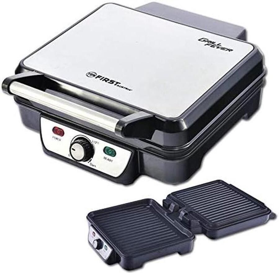 Elektrische Contactgrill Tafelgrill en Tosti-ijzer met 180° Openfunctie en Temperatuurregeling (1800W)