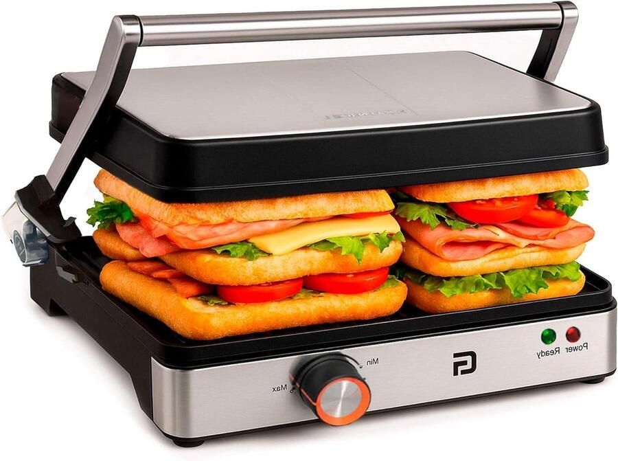 Elektrische Contactgrill Tafelgrill Grillplaat Gezond Koken 180 Graden Opening 754 vierkante cm Roestvrij Staal