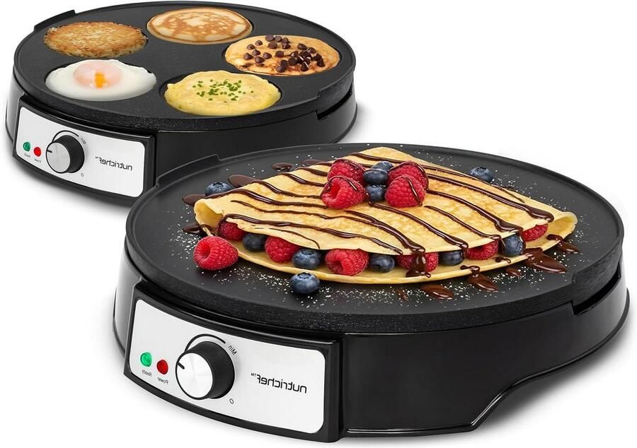 Elektrische Crepe Maker Pannenkoekenmaker Hot Plate Ontbijt Bereiden Reversibel Anti-aanbak Oppervlak 32 cm Zwart