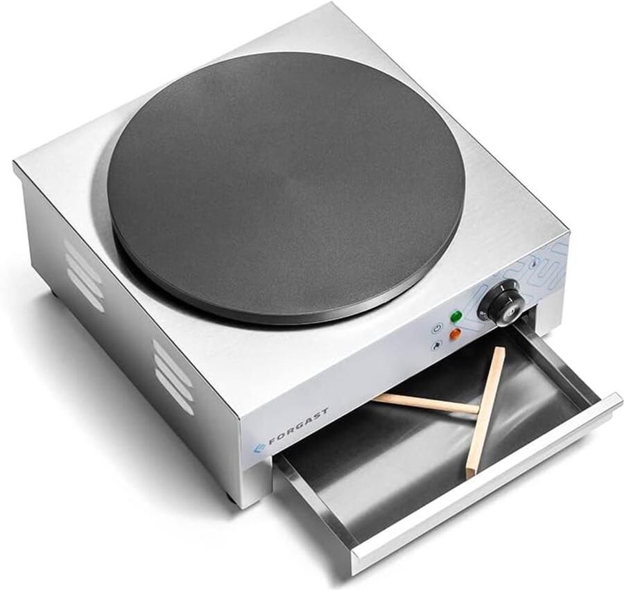 Elektrische Crêpe Maker Pannenkoekenplaat Apparaat Lekkere Pannenkoeken Maken Verstelbare Thermostaat 3000 W Zilver