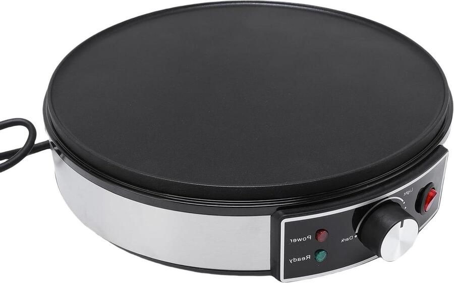 Elektrische Crêpe Maker Pannenkoekenplaat Bakplaat Snelle Maaltijden Bereiden Verstelbare Temperatuurregeling 30 cm Diameter Zwart
