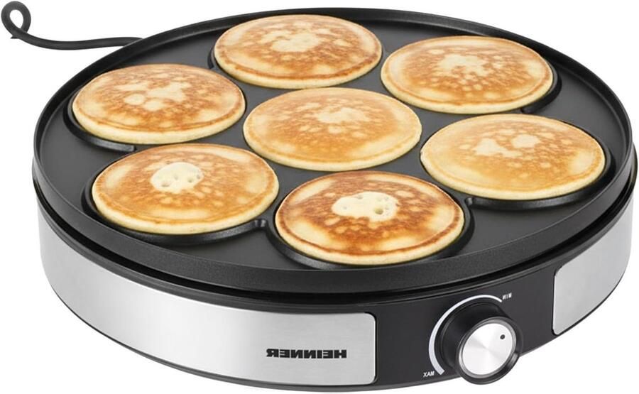 Elektrische Crêpe Maker Pannenkoekenplaat Snelle Ontbijtjes Maken Instelbare Temperatuur 33 cm Zilver Zwart