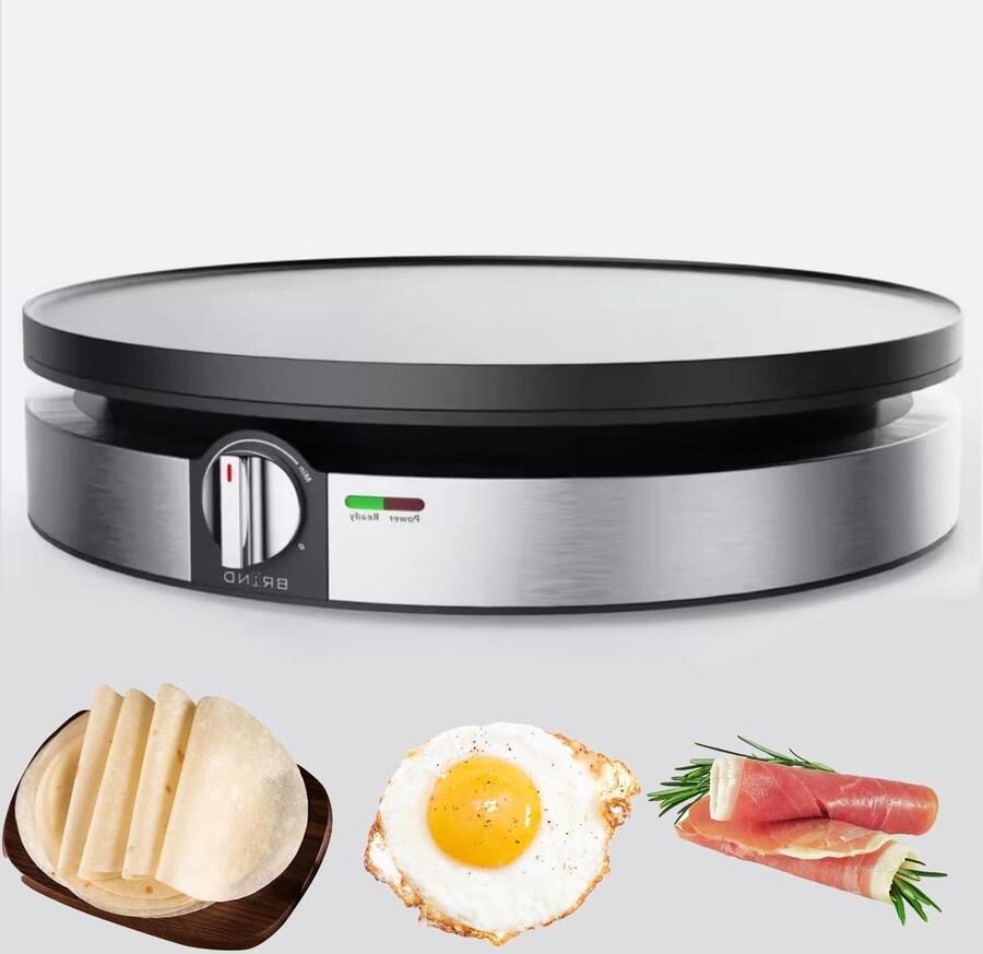 Elektrische Crêpe Makers 1100 W Pancake -maker Met Thermostatische Regeling Mechanische Roterende Knop Kabelopslag Crêpe Maker Automatische Crêpe Maker Machine Voor Biefstuk Kippenpizza ie