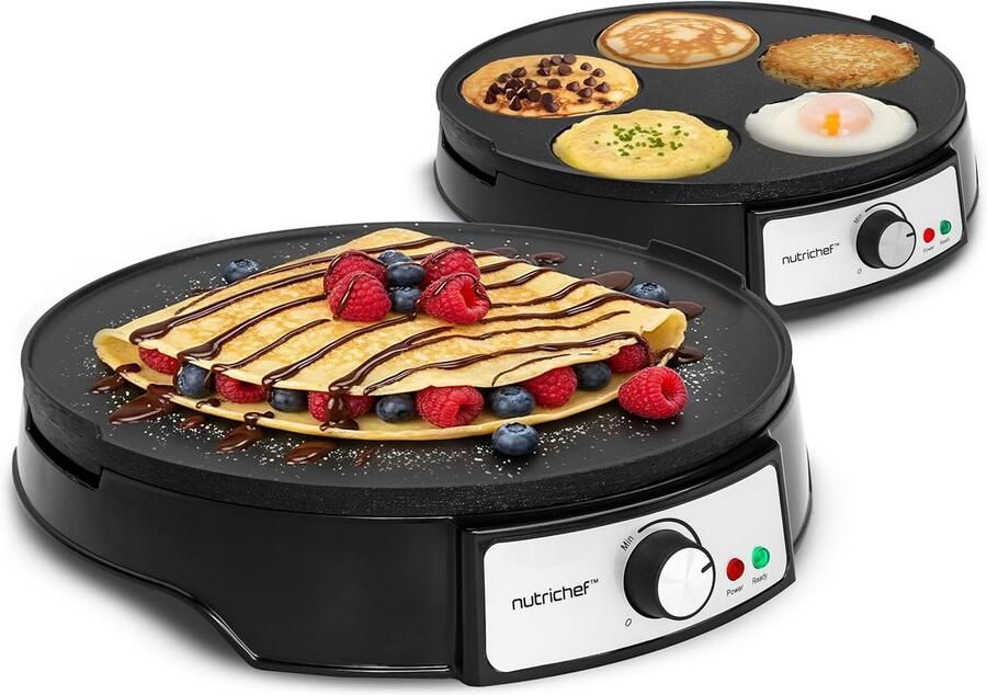 Elektrische Crepe Pan & Pannenkoekenmaker Reversible 12 Inch Bakplaat met Anti-aanbaklaag en Temperatuurregeling