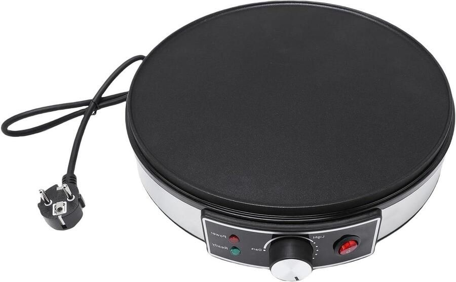 Elektrische Crêpe Pan Pannenkoekenmaker Bakplaat Ontbijt Maken Anti-aanbaklaag 30 cm Diameter Zwart