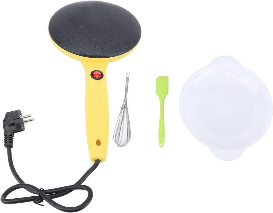 Elektrische Crêpe Pan Pannenkoekenmaker Tortillamaker Snel Ontbijt Maken Automatische Temperatuurregeling 20 cm Geel