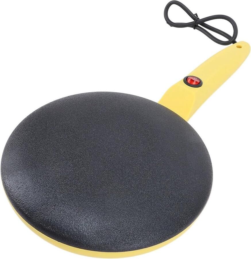Elektrische Crêpemachine Pannenkoekenmaker Ontbijt Maken Automatische Temperatuur 20 cm Plaat Zwart