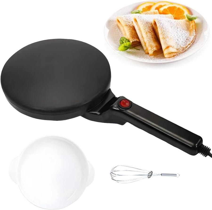 Elektrische Crêpemachine Pannenkoekenmaker Ontbijt Maken Snelle Opwarming 20 Cm Diameter Zwart