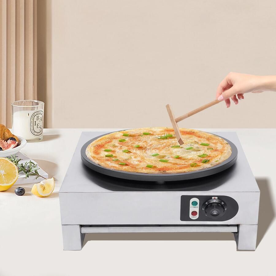 Elektrische Crêpemaker 3000 W 15.75 Inch Diameter Antiaanbaklaag Instelbare Temperatuur Voor Pannenkoeken En Meer