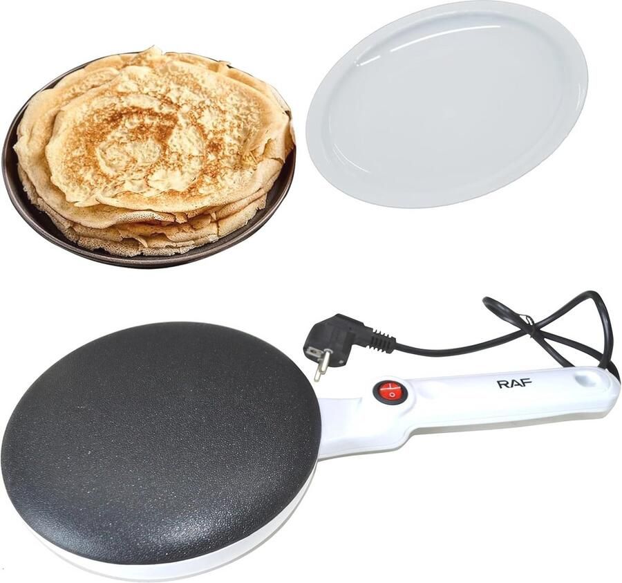 Elektrische Crêpemaker met Antiaanbaklaag en Instelbare Thermostaat Draadloos en Veilig