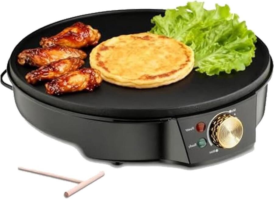 Elektrische Crêpemaker Pannenkoekenmaker Lekkere Snacks Maken Instelbare Temperatuur 30 Cm Diameter Zwart