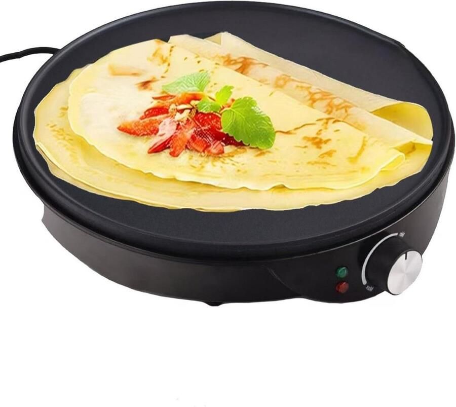 Elektrische CrêPemaker Pannenkoekenmaker Tortillapers Snelle Maaltijden Antiaanbaklaag 30 Cm Bakplaat Zwart