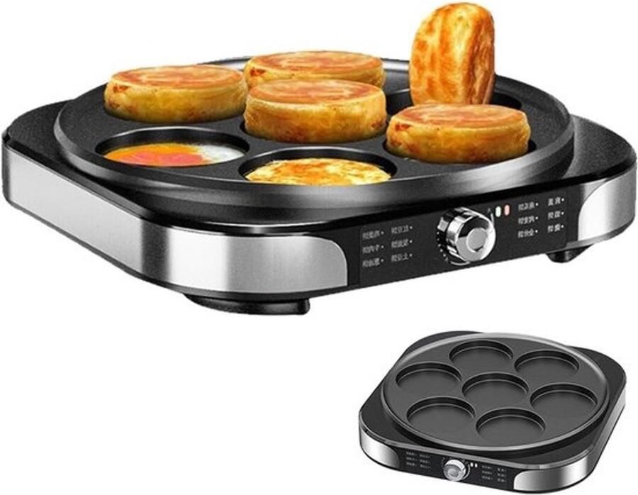 Elektrische Crêpemaker Pannenkoekenpan Snel Bakken Antiaanbaklaag 40 cm Zilver