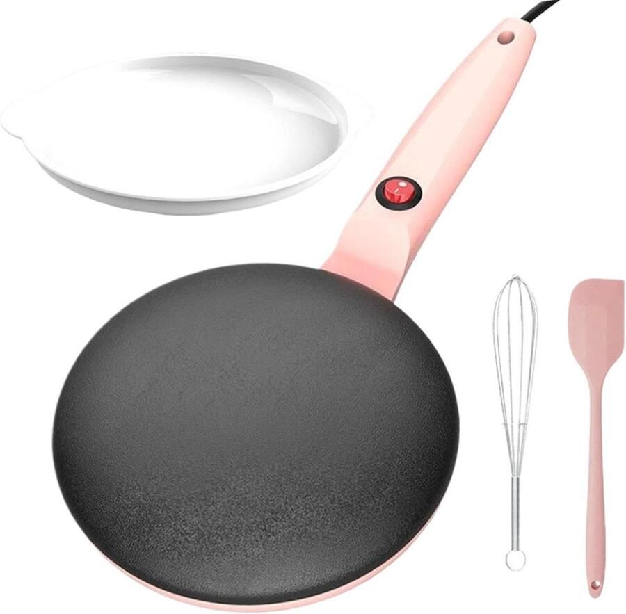Elektrische Crêpemaker Pannenkoekenpan Snelle Maaltijden Automatische Temperatuurregeling 20 Centimeter Roze