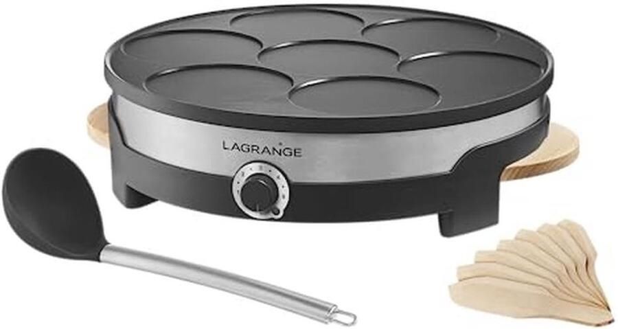 Elektrische Crêpes-pan voor 7 Mini-Pannenkoeken met Afneembare Anti-aanbakplaat