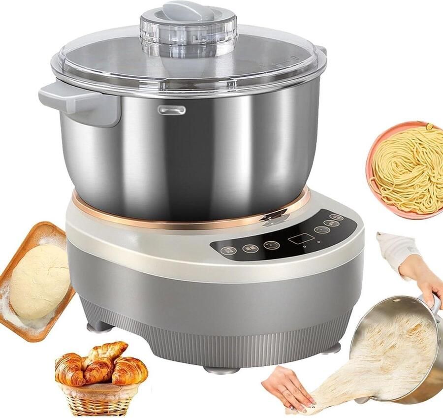 Elektrische Deegkneder Deegmixer Broodbakmachine Thuis Bakken Fermentatie bij Constante Temperatuur 5L 7L Kom Zilver