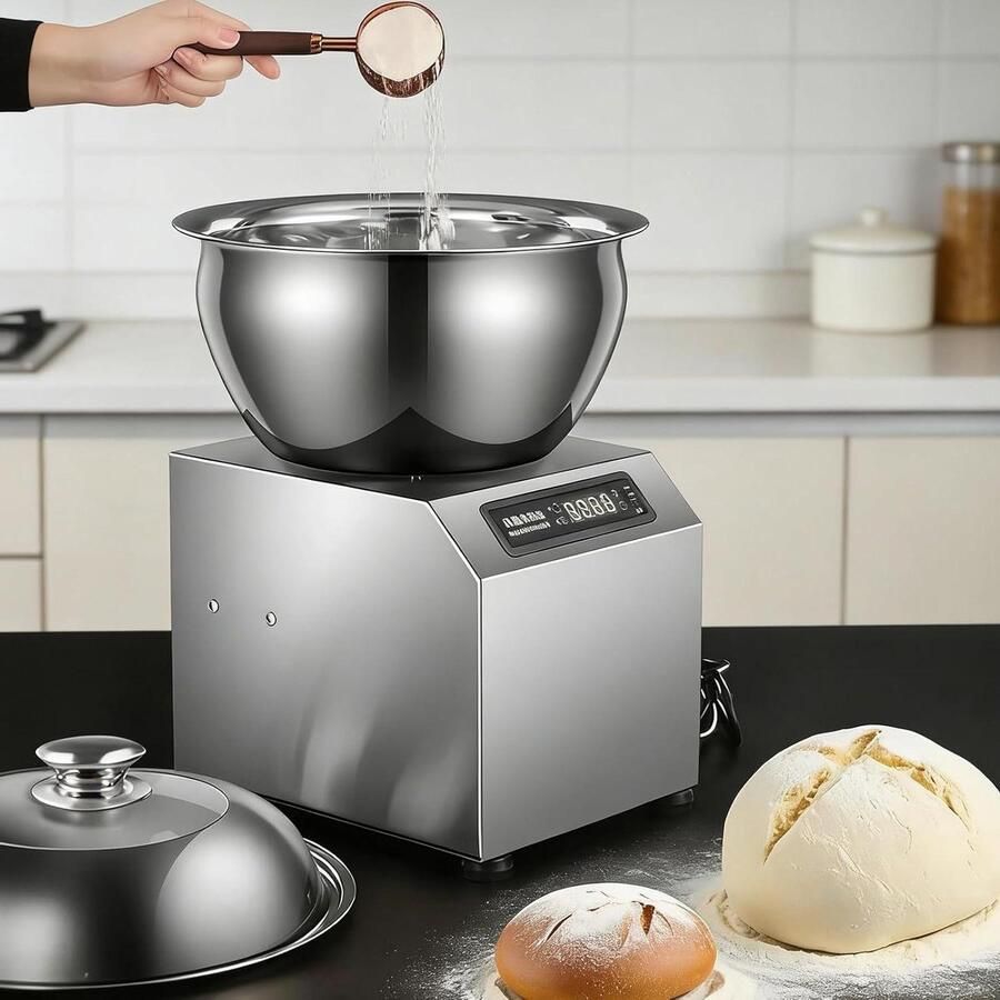 Elektrische Deegmaker Deegkneedmachine Keuken Brood Deeg Maken Krachtige Koperen Motor 5 of 8 kg Zilver