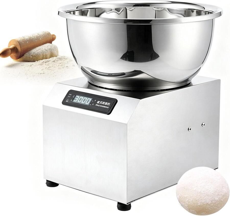 Elektrische Deegmenger Spiraal Mixer Brood Bakken Krachtige Motor 3kg Kom Zilver
