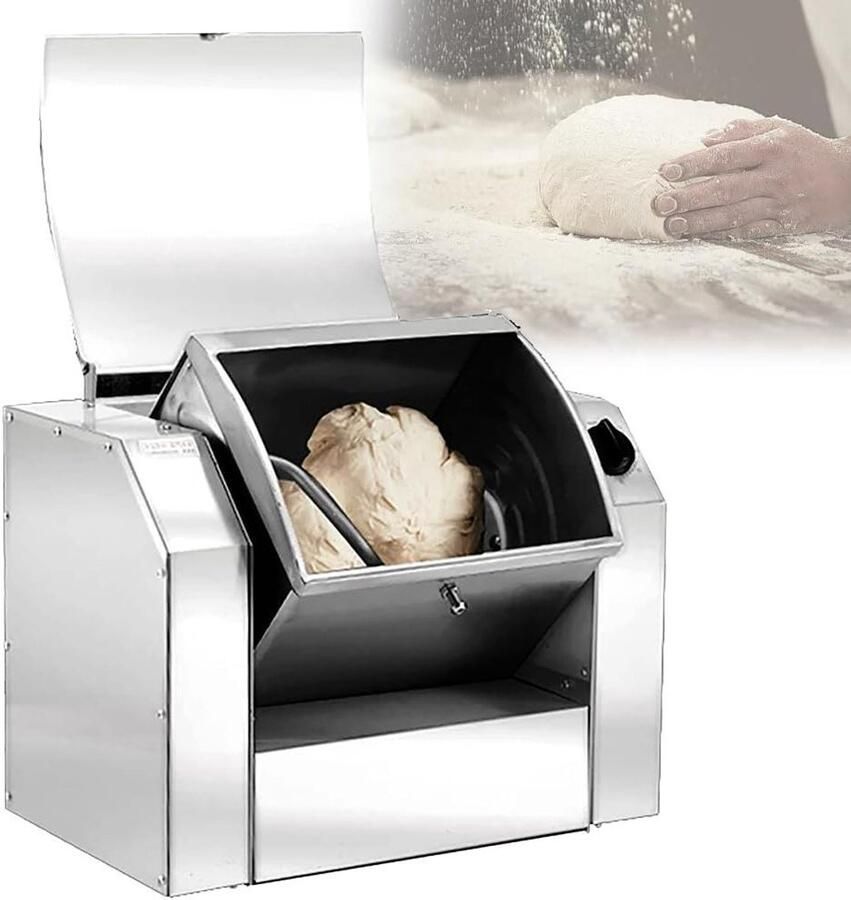 Elektrische Deegmixer Keukenmachine Kneedmachine Bakken Brood Maken 90 Graden Kantelkneden 10 Liter Bak Zilver