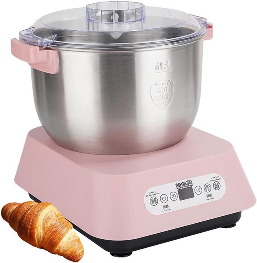 Elektrische deegmixer Kneedmachine keuken Zelf bakken thuis Veilig glas ontwerp 5 liter capaciteit Roze