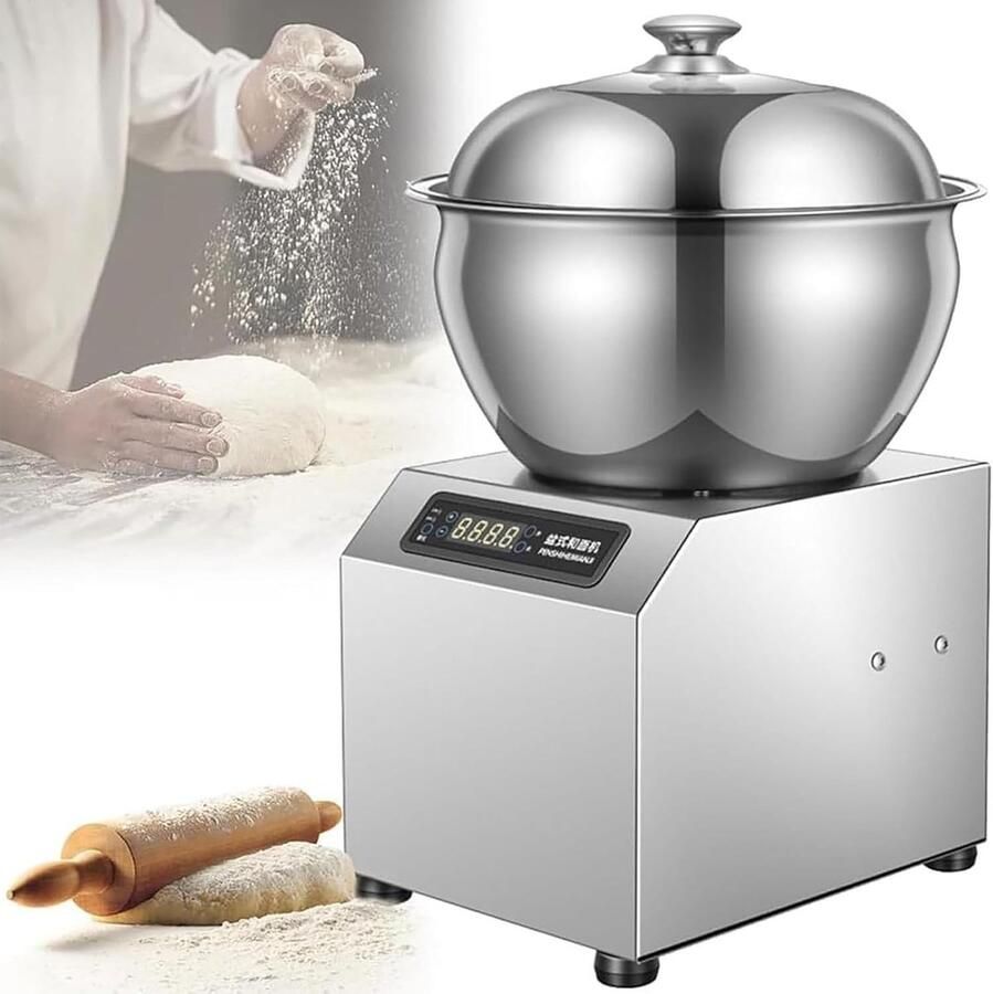 Elektrische Deegmixer Kneedmachine Spiraal Bakkerij Restaurant Dubbele Rotatie Motor 5kg Capaciteit Zilver