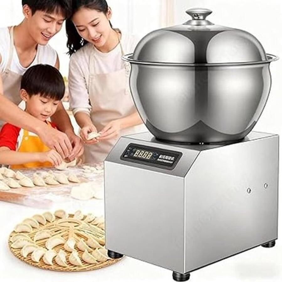 Elektrische Deegmixer Professionele Spiraalmixer Bakken en Koken Aanraakbediening met Timer 8 Liter Capaciteit Zilverkleurig