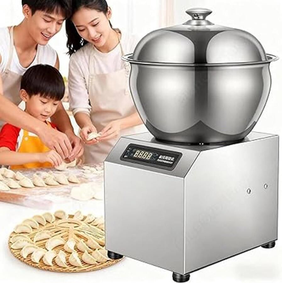 Elektrische Deegmixer Professionele Spiraalmixer Bakken en Koken Aanraakbediening met Timer 8 Liter Capaciteit Zilverkleurig