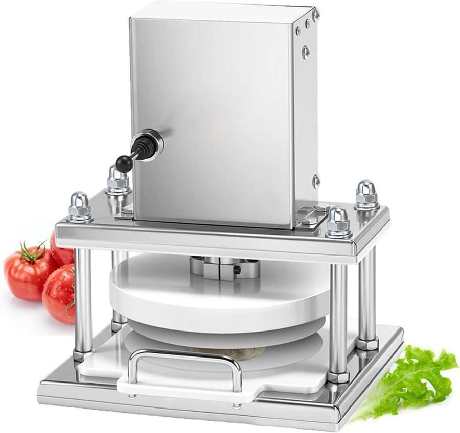 Elektrische deegpers Deegroller machine Tortilla's maken 110W Koperen Motor 22 cm pers Zilver