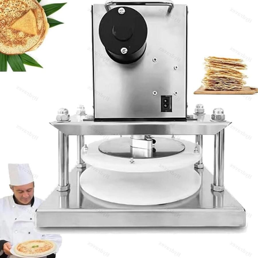 Elektrische Deegpers Deegroller Pastamaker Pizzabodems Maken Roestvrij Staal 22 cm Zilver