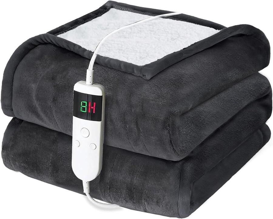 Elektrische deken Verwarmde deken Knus opwarmen Snelle en gelijkmatige warmte 130 x 180 cm Grijs