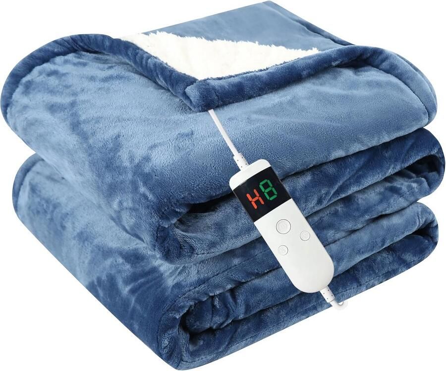 Elektrische deken Verwarmde deken Lekker opwarmen 10 warmtestanden 130 x 180 cm Hemelsblauw