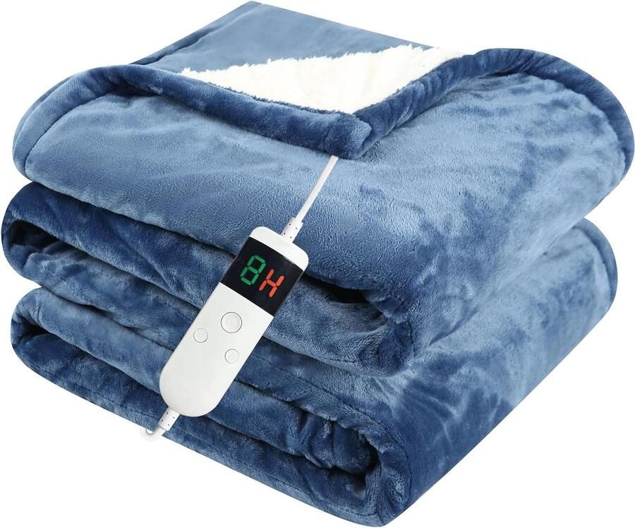 Elektrische deken Verwarmde deken Lekker opwarmen 10 warmtestanden 130 x 180 cm Hemelsblauw