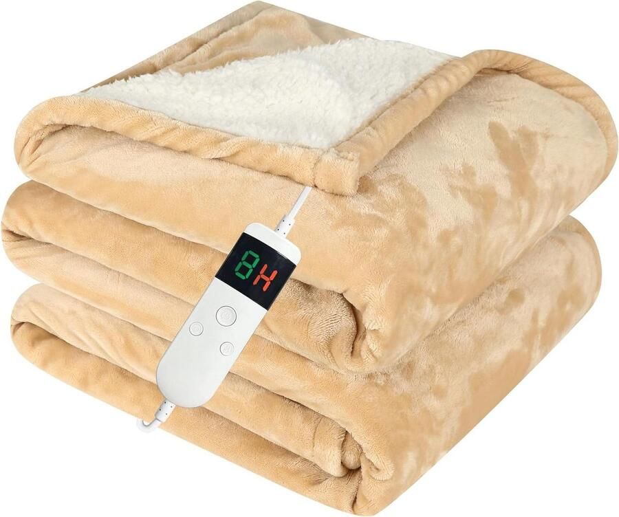 Elektrische Deken Verwarmde deken Lekker opwarmen 10 warmtestanden 130 x 180 cm Khaki