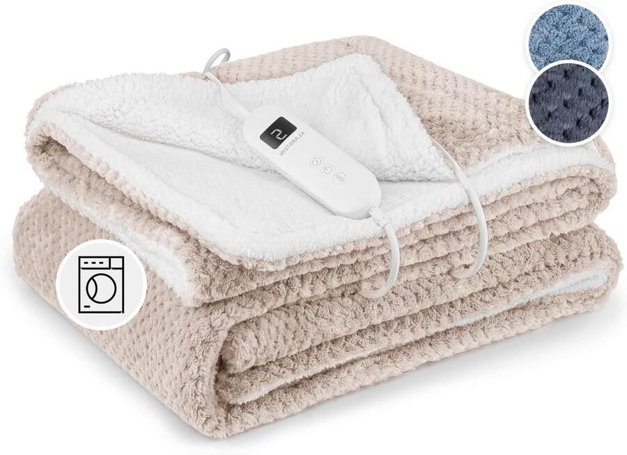 Elektrische deken Verwarmde deken Lekker opwarmen 9 warmtestanden 180x130 cm Zandkleur - Foto 2